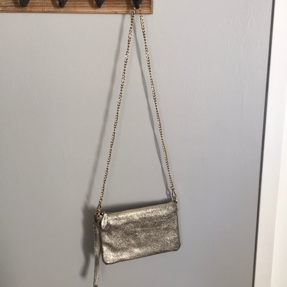 Silver metallic REAL LEATHER small purse